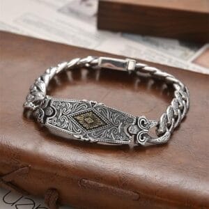 TYMONT S925 Sterling Silver Heavy Duty Vine Bracelet