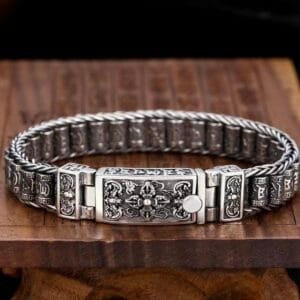 Men's Sterling Silver Prayer Wheel Bracelet