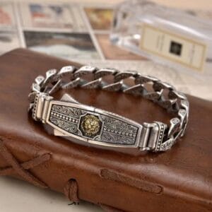 Vintage Tibetan Silver Mighty Lion Bracelet