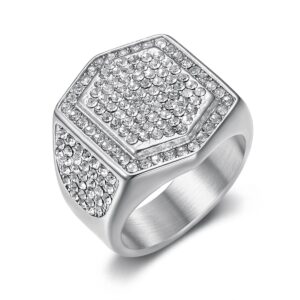 Silver Hexa Luxe Ice Signet Ring