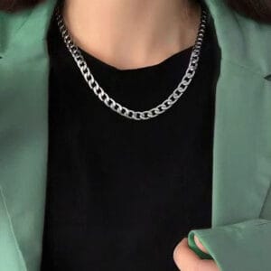 Classic Stainless Steel Cuban Silver Necklace