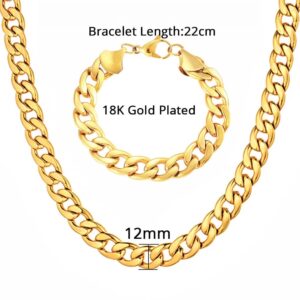 Gold Plated Cuban Chain Set (Necklace and Bracelet)